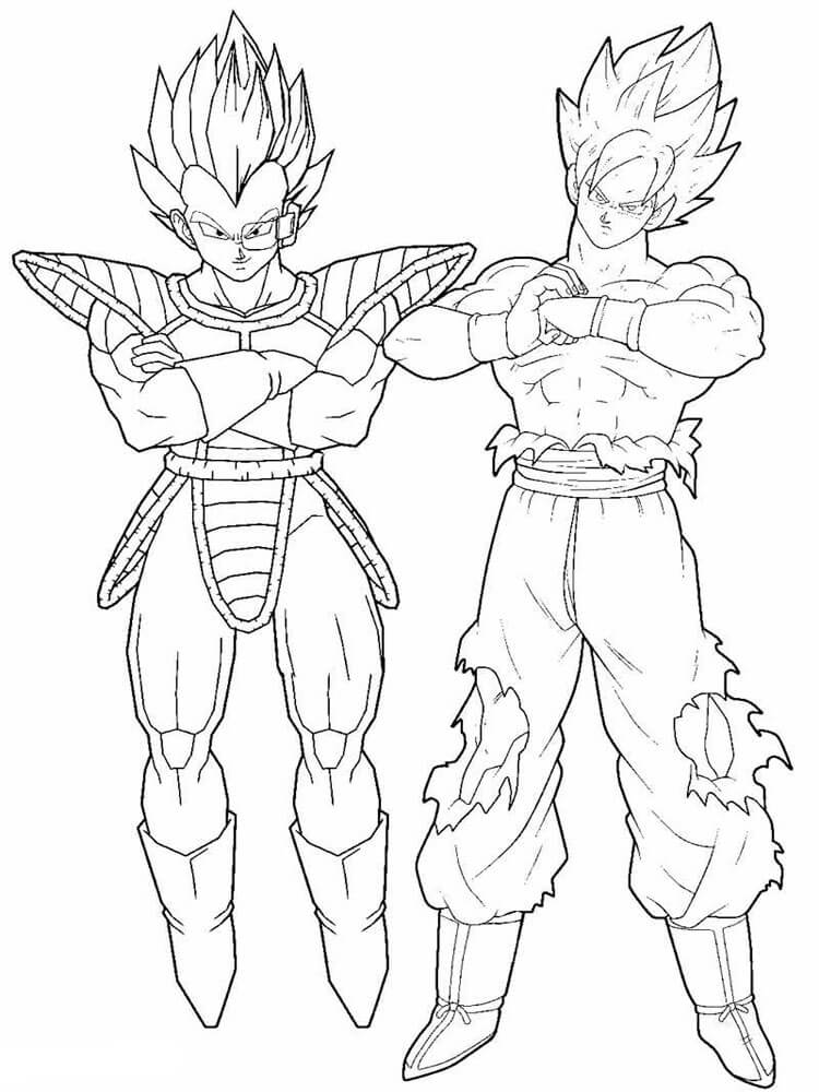 Desenhos de Luta de Goku e Vegeta para colorir