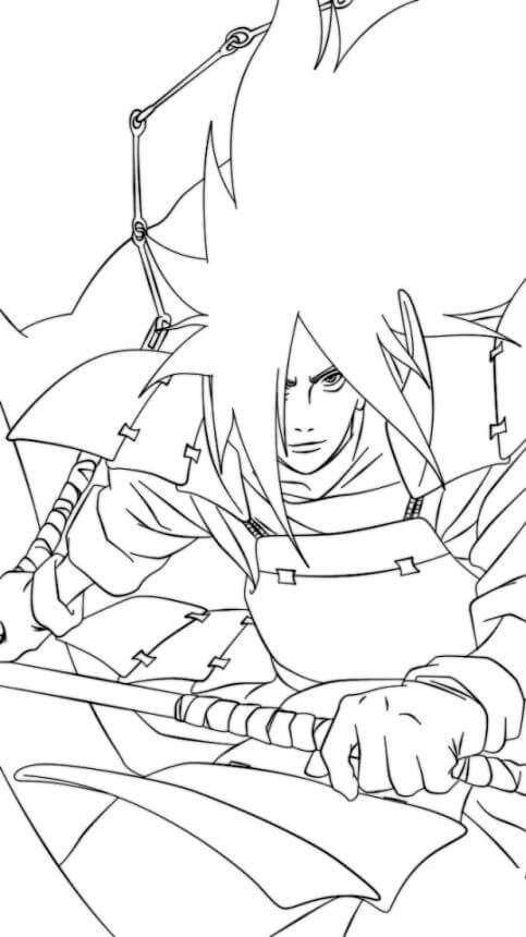 Madara Uchiha Segurando uma Espada para colorir