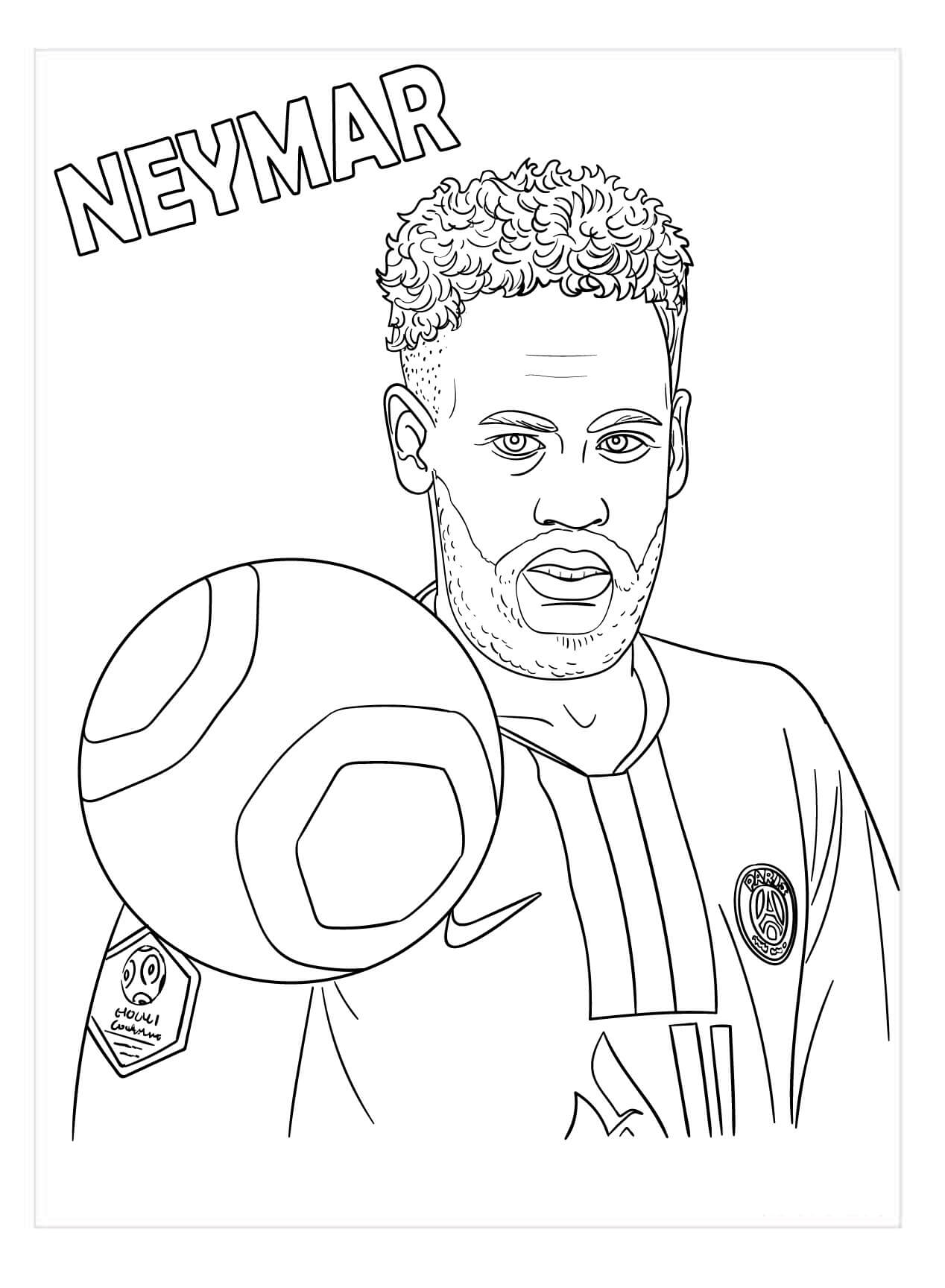Neymar e Bola para colorir