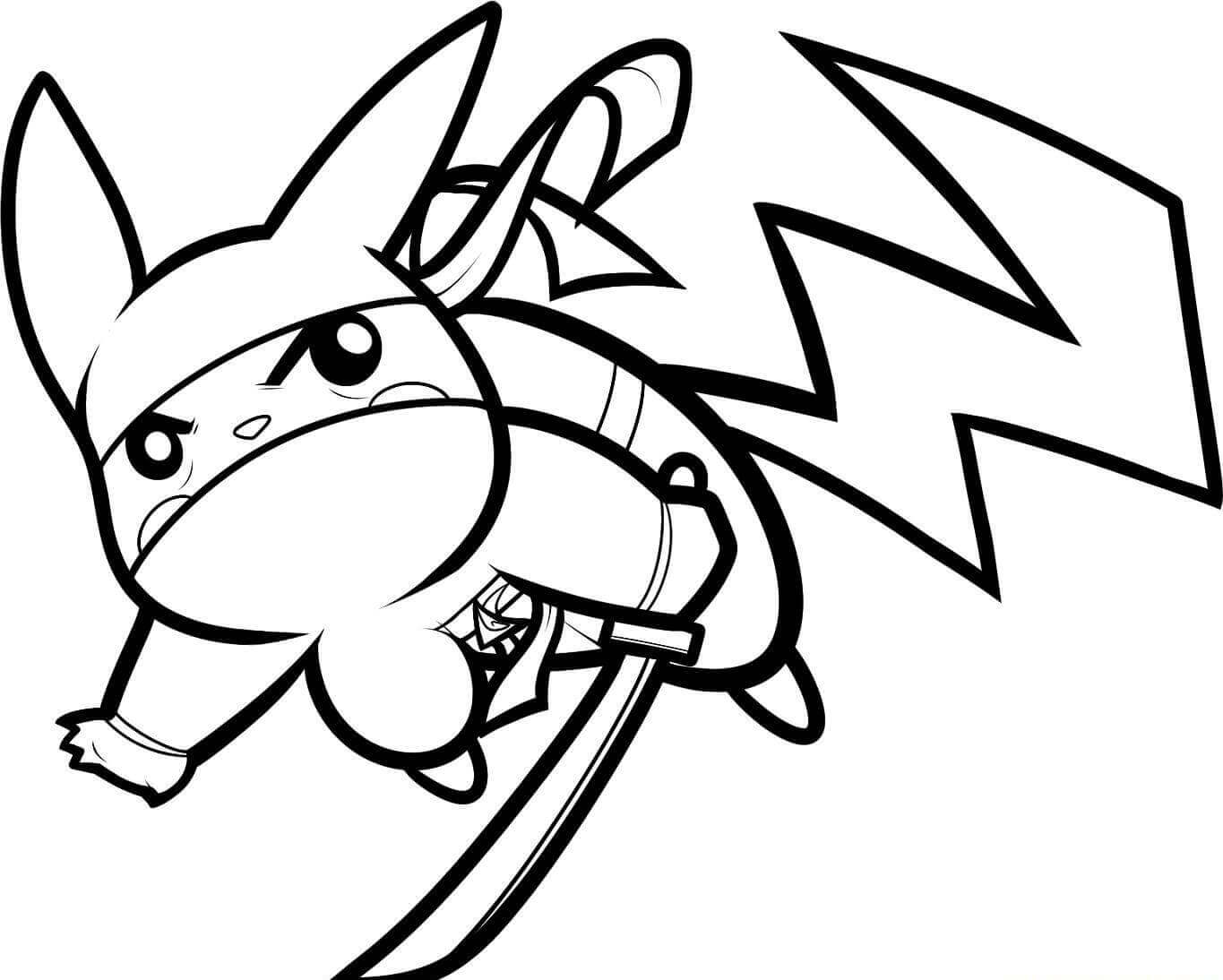 Desenhos de Ninja Pikachu para colorir