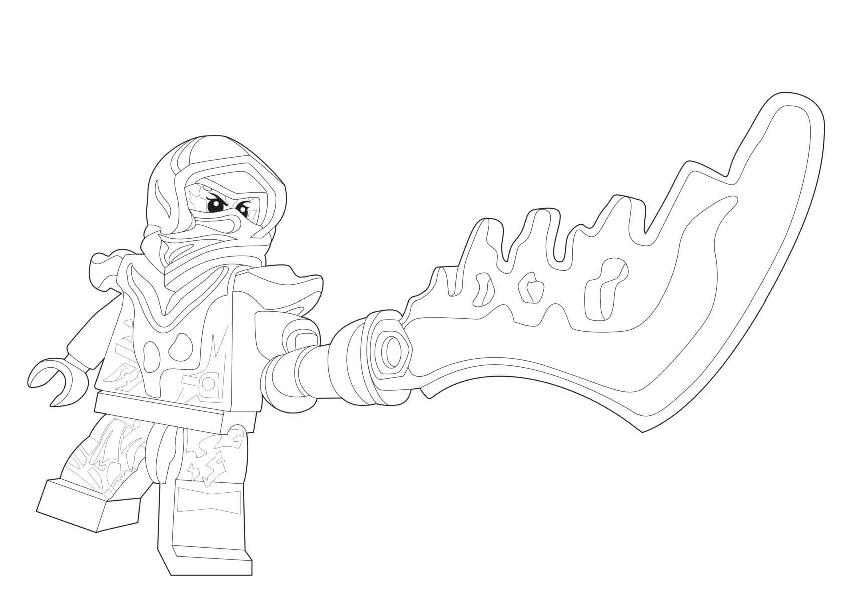 Desenhos de Nya Ninjago Segurando uma Espada para colorir