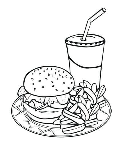 Desenhos de Oferta Combinada de Alimentos McDonald para colorir