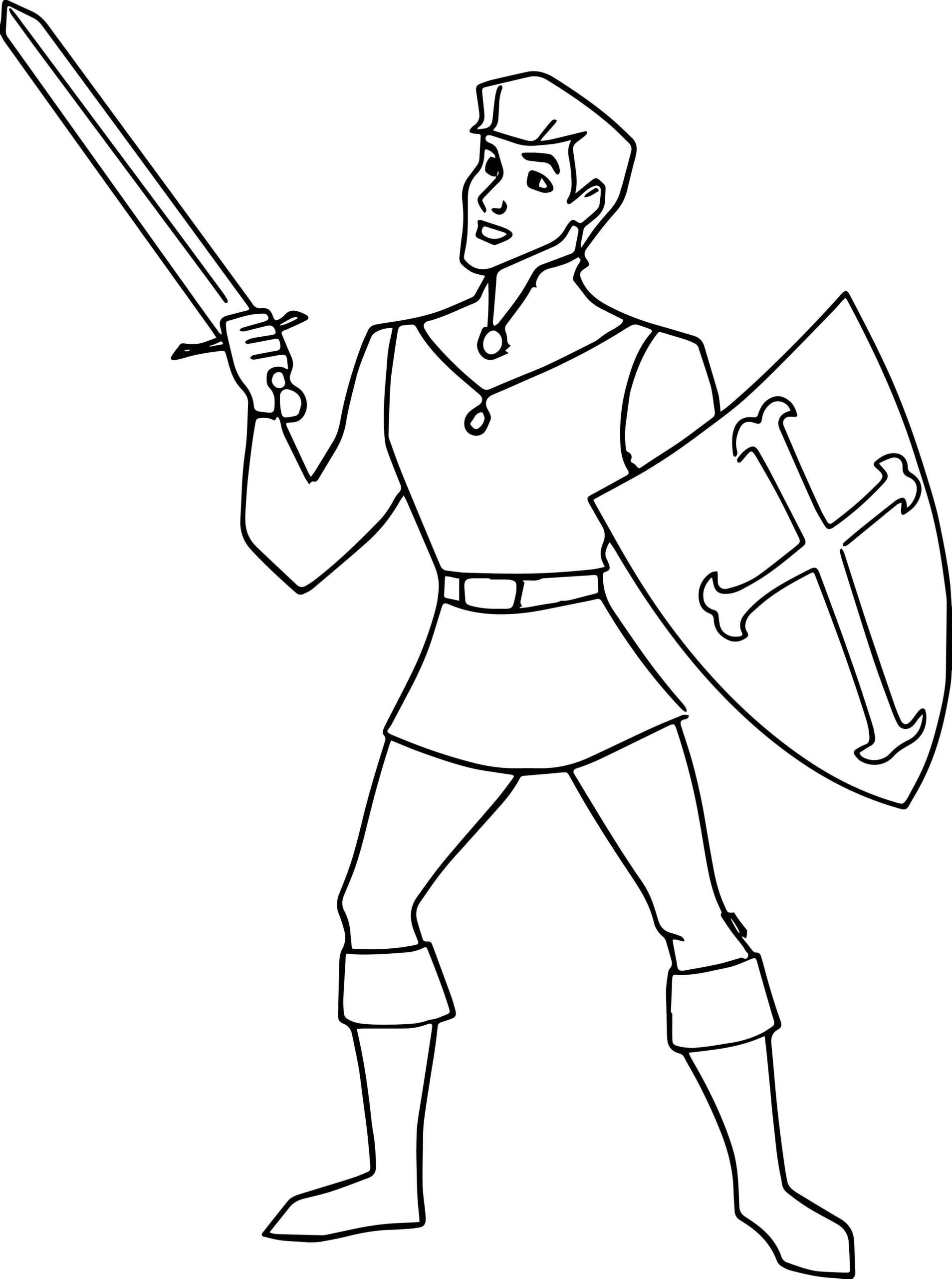 Desenhos de Phillip Segurando Espada e Escudo para colorir