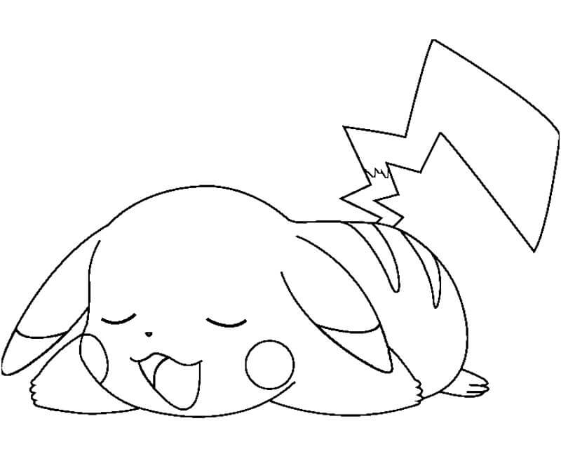 Desenhos de Pikachu Dormindo para colorir