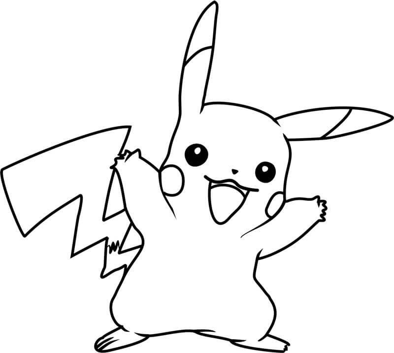 Desenhos de Pikachu Feliz para colorir