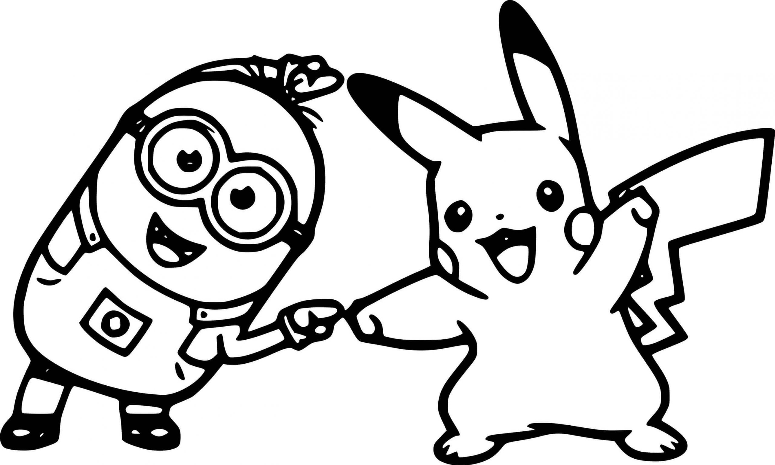 Pikachu e Minion para colorir