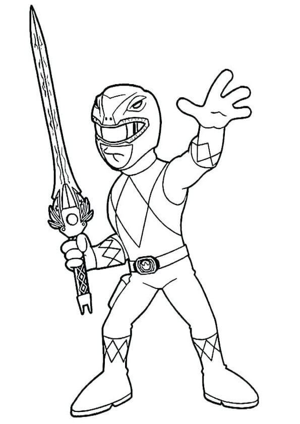 Power Ranger Segurando Espada para colorir