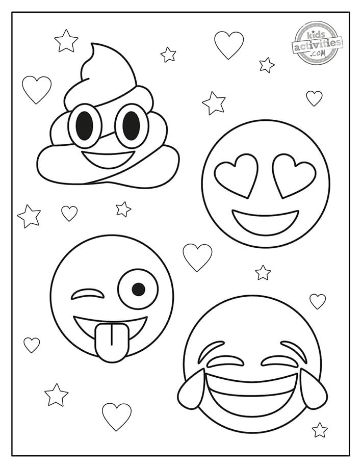 Desenhos de Quatro Emoji Engraçados para colorir