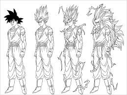 Quatro Formas de Goku para colorir