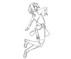 Desenhos de Sakura Saltando Luchando para colorir