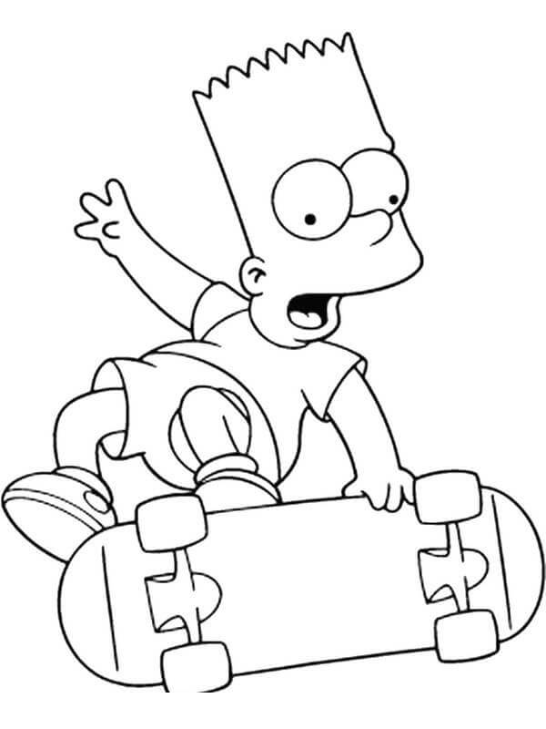 Simpson em um Skate para colorir