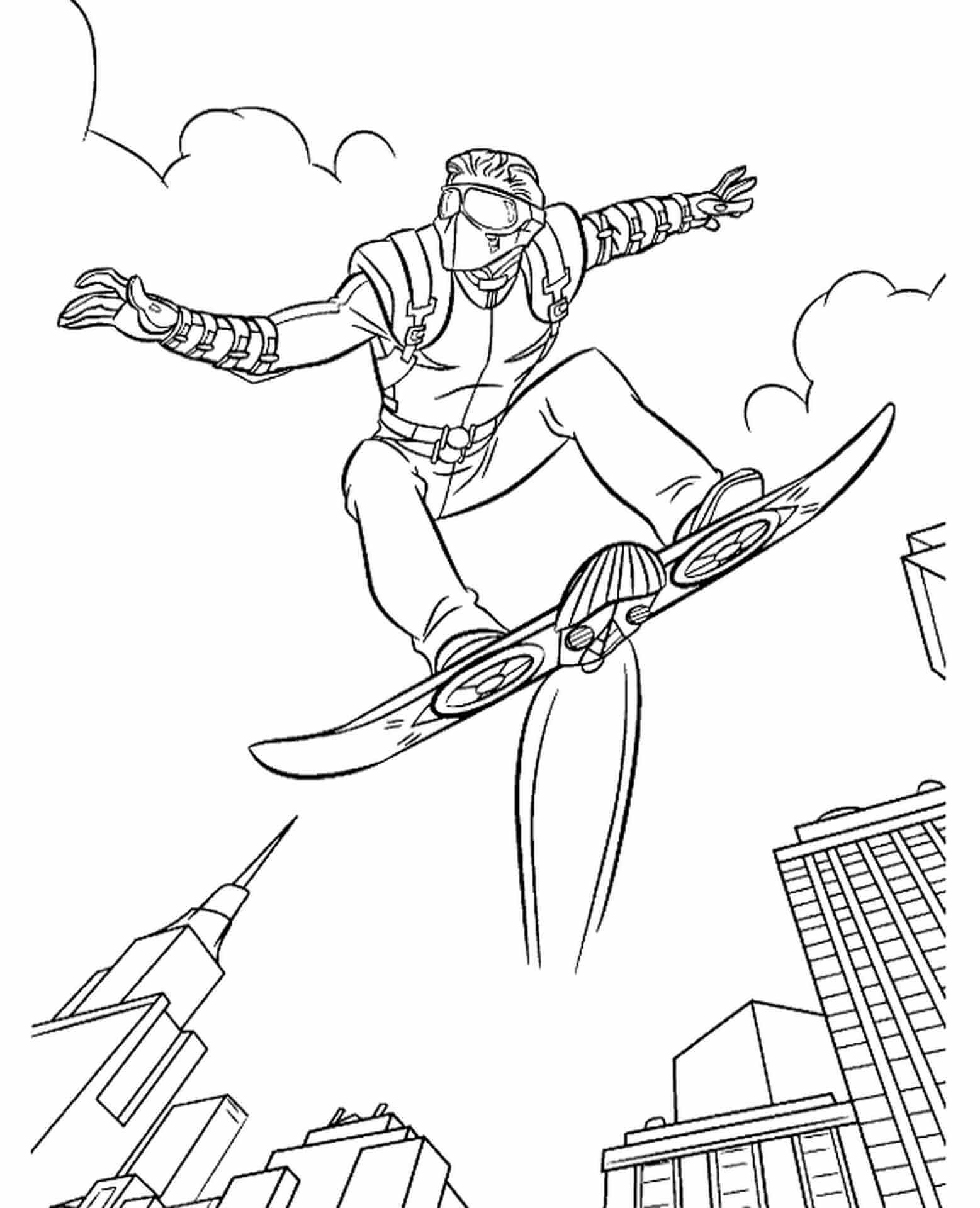 Desenhos de Skate do Homem-Aranha Voando para colorir