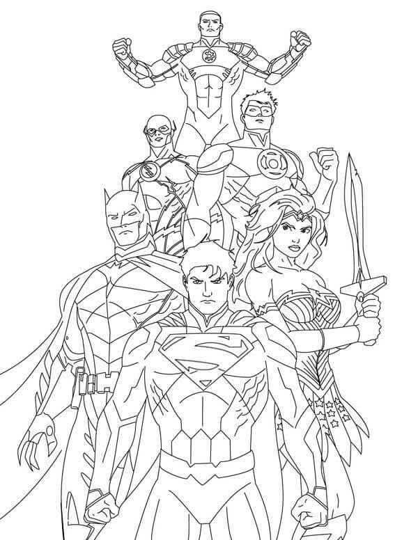 Super-Homem e Equipe para colorir