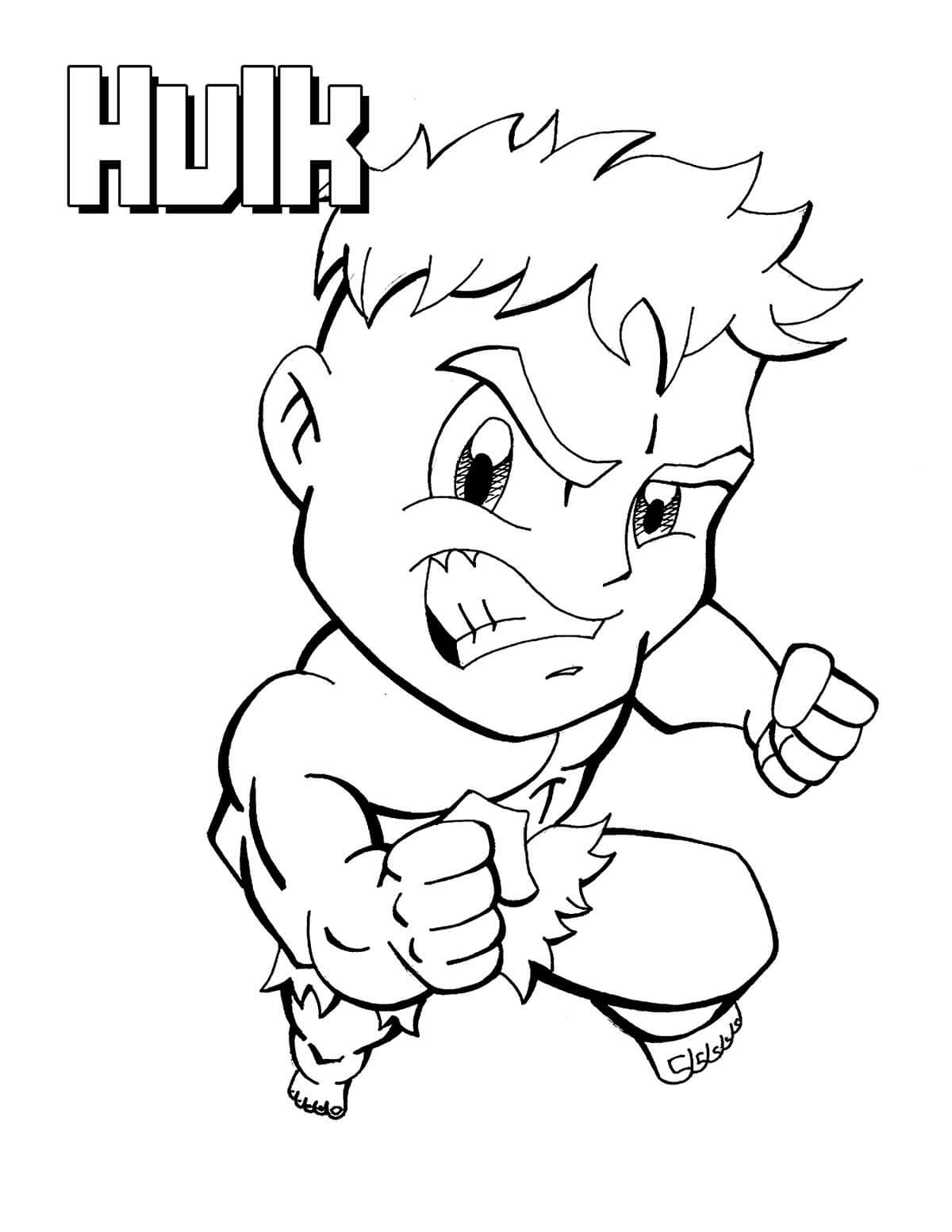 Desenhos de Super-herói Chibi Hulk para colorir