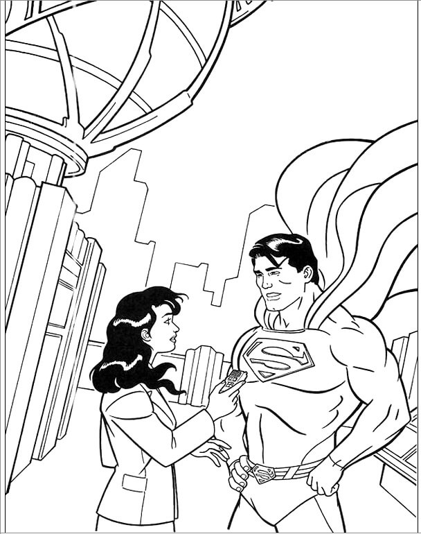 Superman Falando com a Mulher para colorir