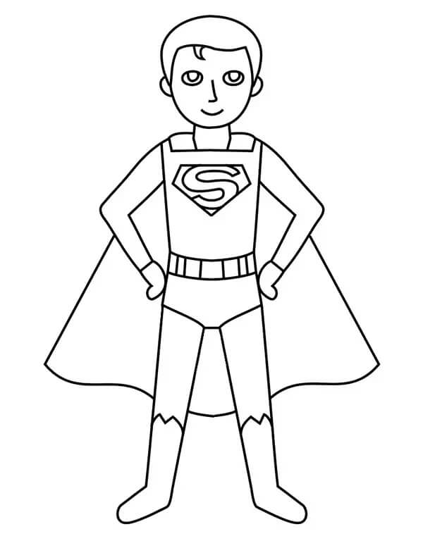 Superman de Desenho Animado Sorridente para colorir