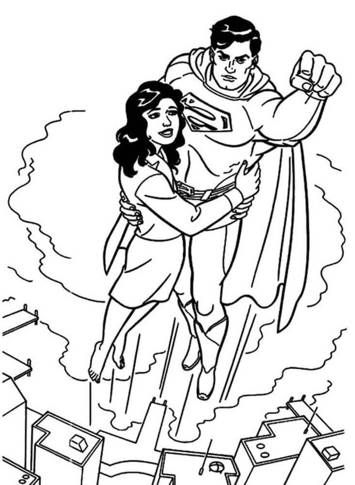 Superman e Susan Voando para colorir