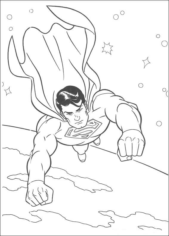 Superman voa no Espaço para colorir