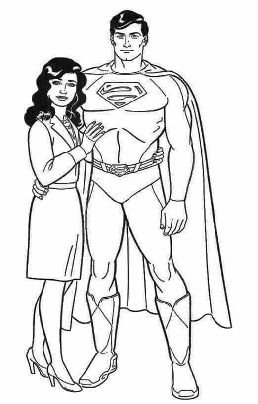 Desenhos de Susan abraçando o Superman para colorir