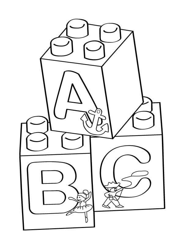 Tijolo ABC para colorir