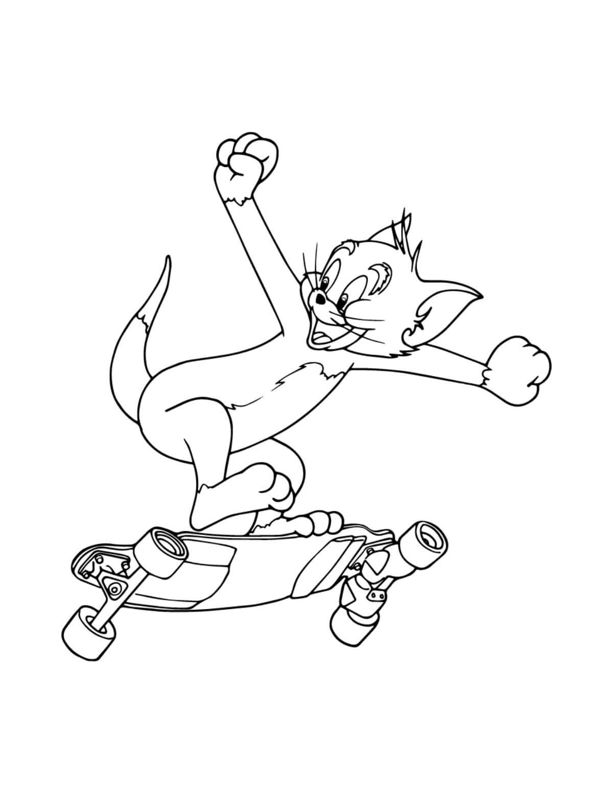 Desenhos de Tom jogando Skate para colorir