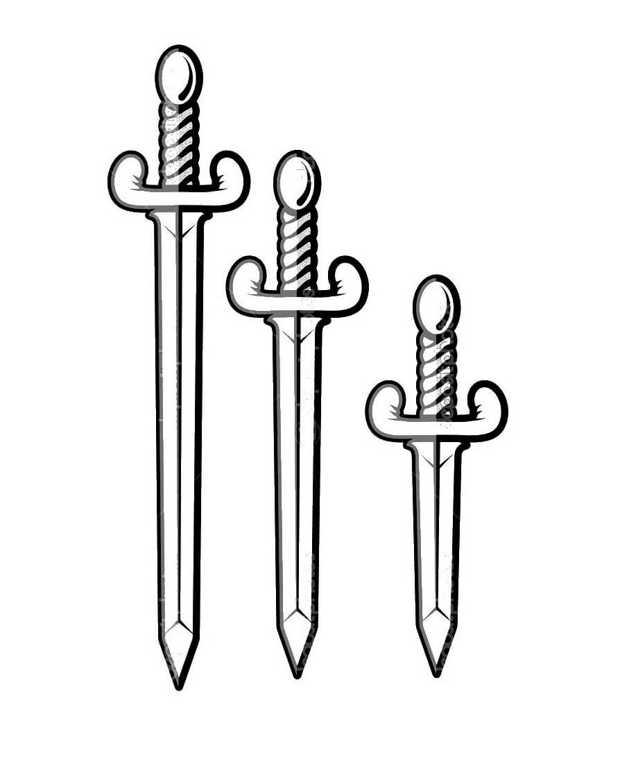 Três Espadas Afiadas para colorir