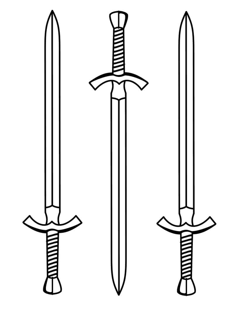 Três Espadas para colorir