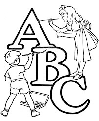 ABC Com Duas Crianças para colorir