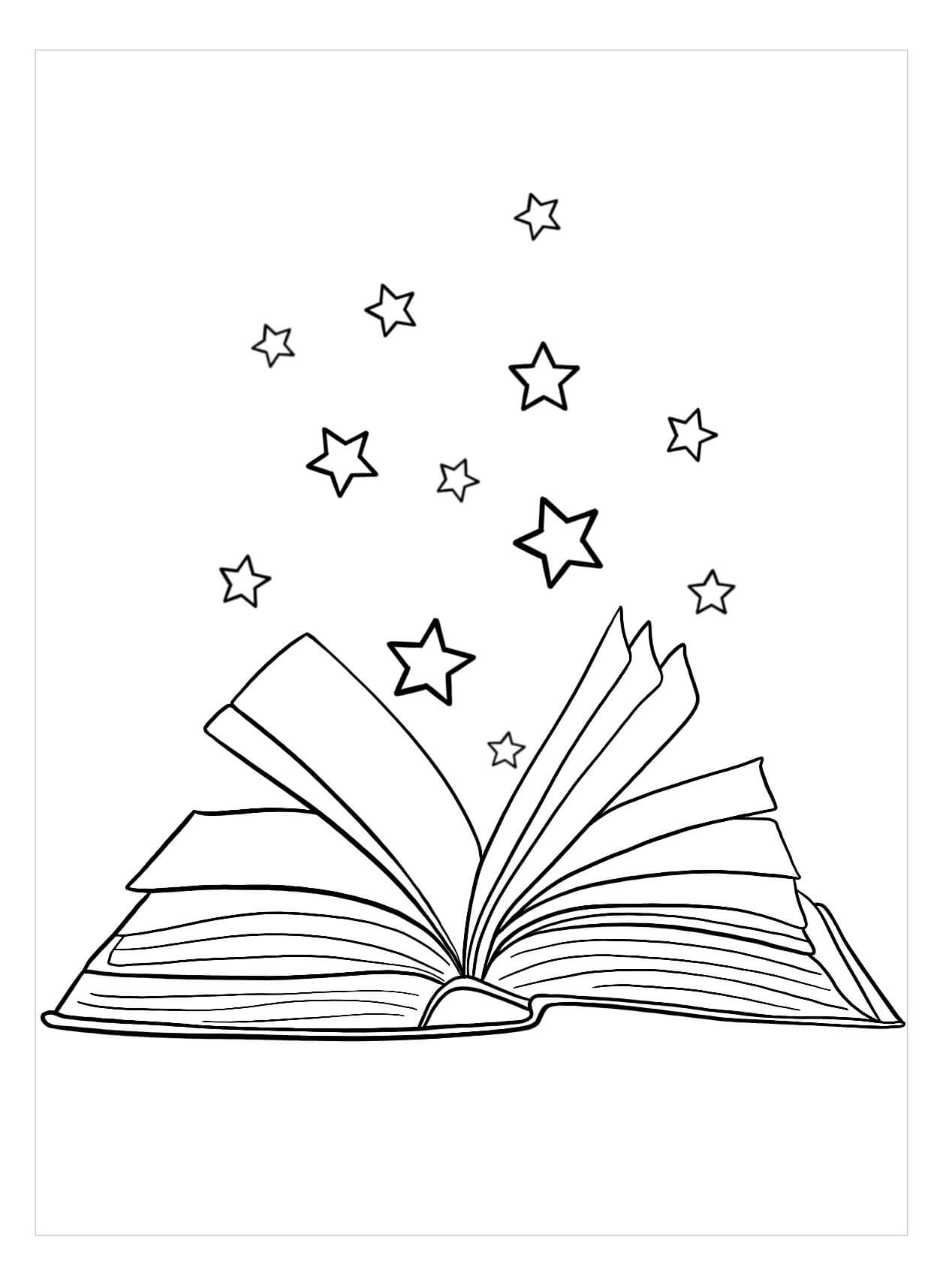 Desenhos de Abra o livro com Estrelas para colorir