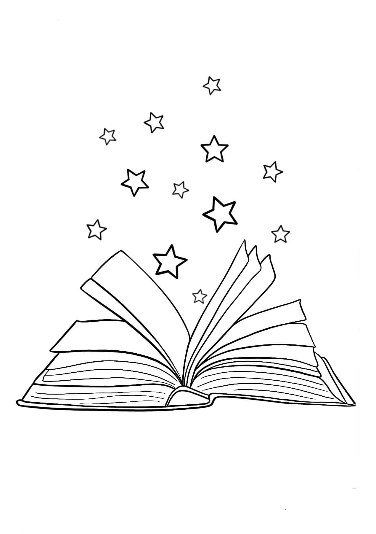 Abra Seu Livro Com Uma Estrela para colorir