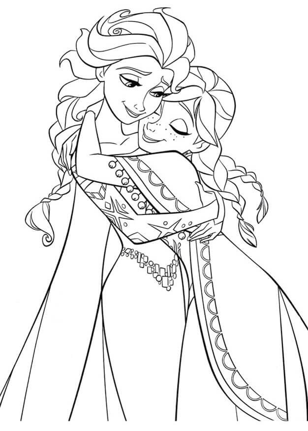Anna Abraço Elsa para colorir