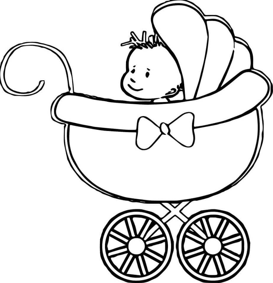 Desenhos de Bebê No Carrinho para colorir