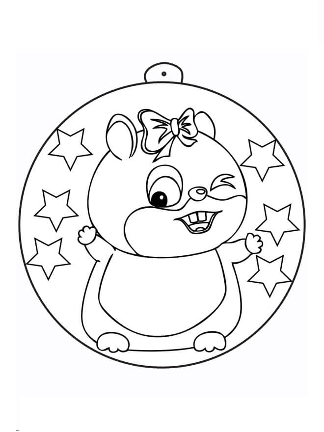 Bola de Natal com Hamster para colorir
