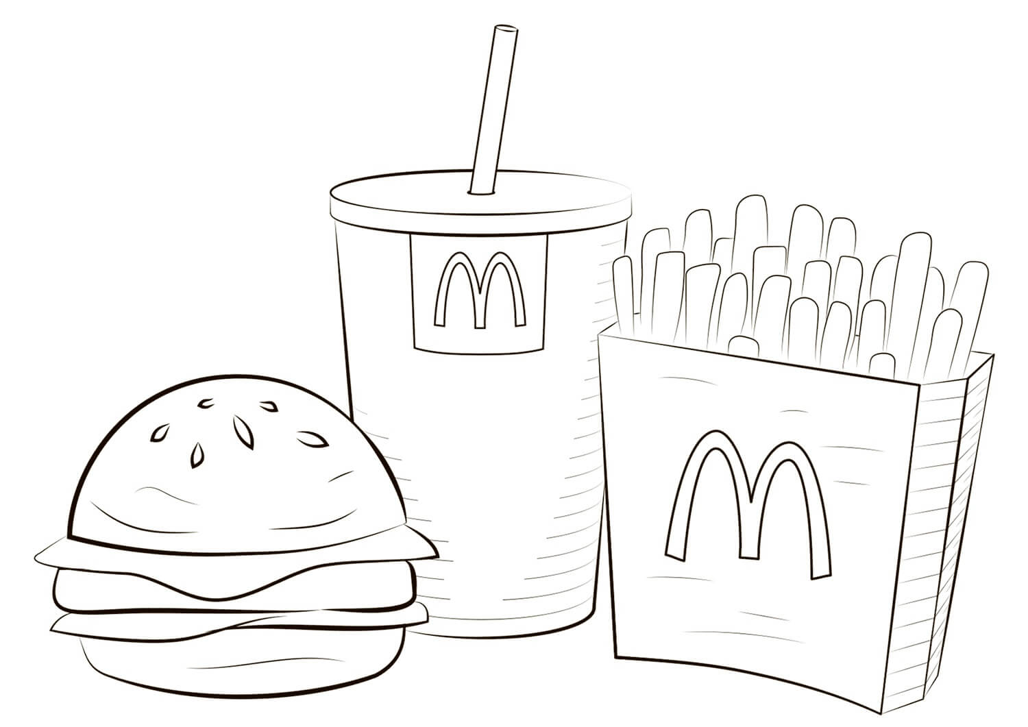 Desenhos de Comida McDonald para colorir