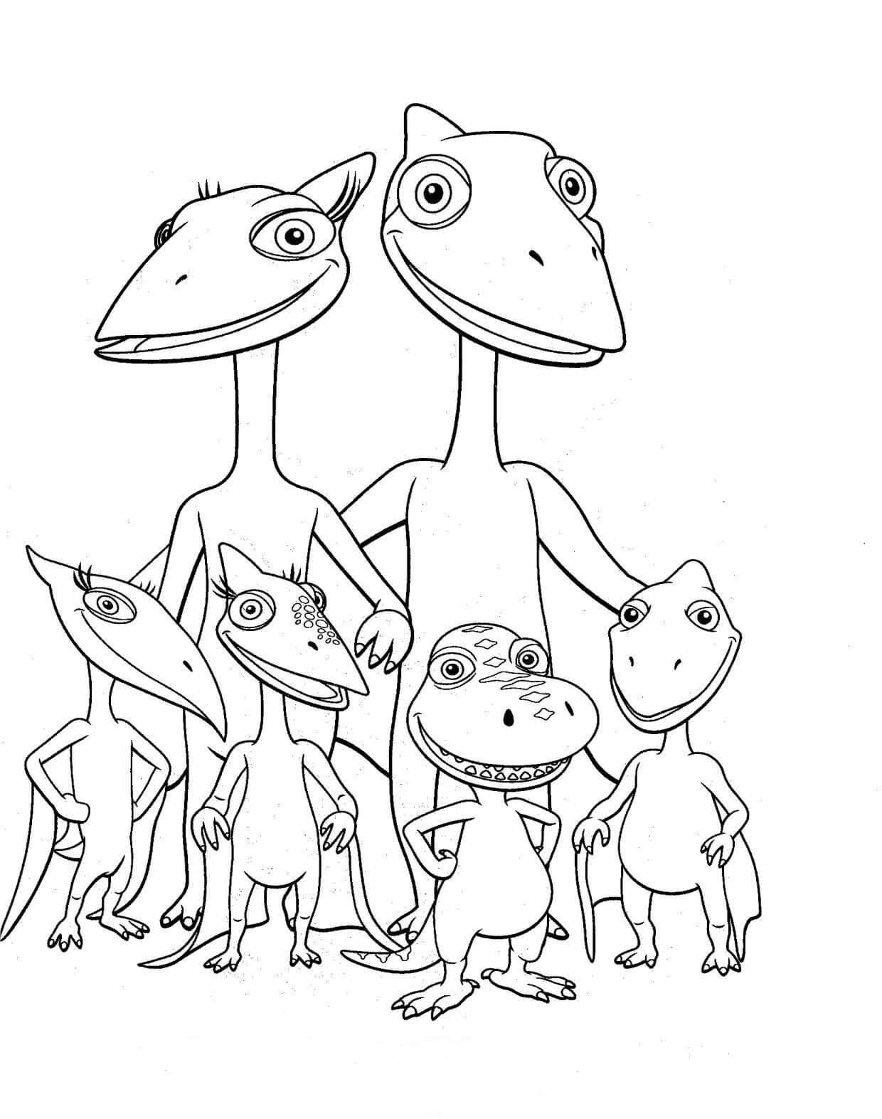 Dinossauro Família para colorir