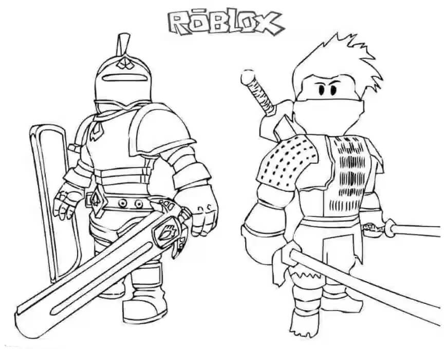 Dois Cavaleiros Roblox para colorir