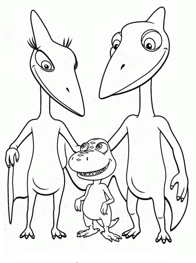 Família De Dinossauros Fofos para colorir
