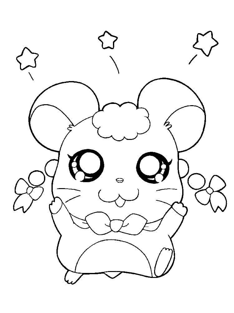 Desenhos de Hamster Fofo com Estrelas para colorir