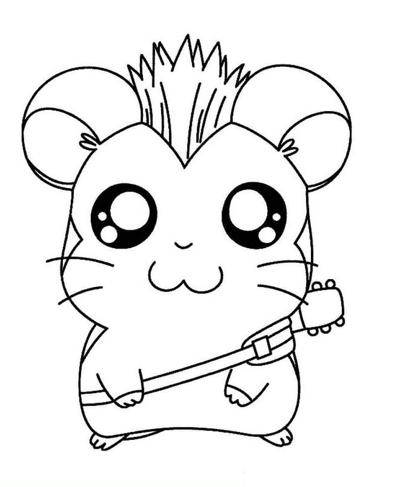 Desenhos de Hamster Rockstar de Desenho Animado para colorir