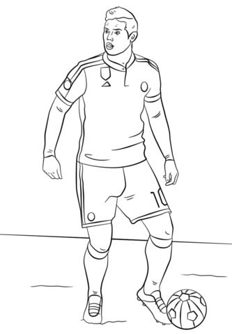 James Rodríguez Jogando Futebol para colorir