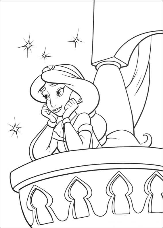 Jasmine Com Saudade De Aladdin para colorir