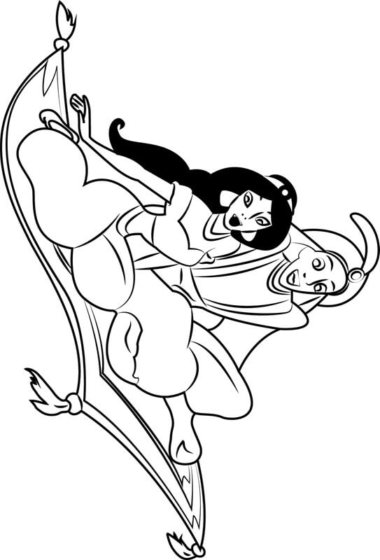 Jasmine E Aladdin para colorir