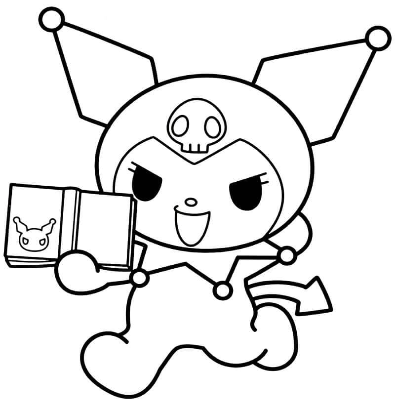 Desenhos de Kuromi segurando um Livro para colorir