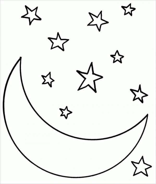 Desenhos de Lua E Estrela para colorir