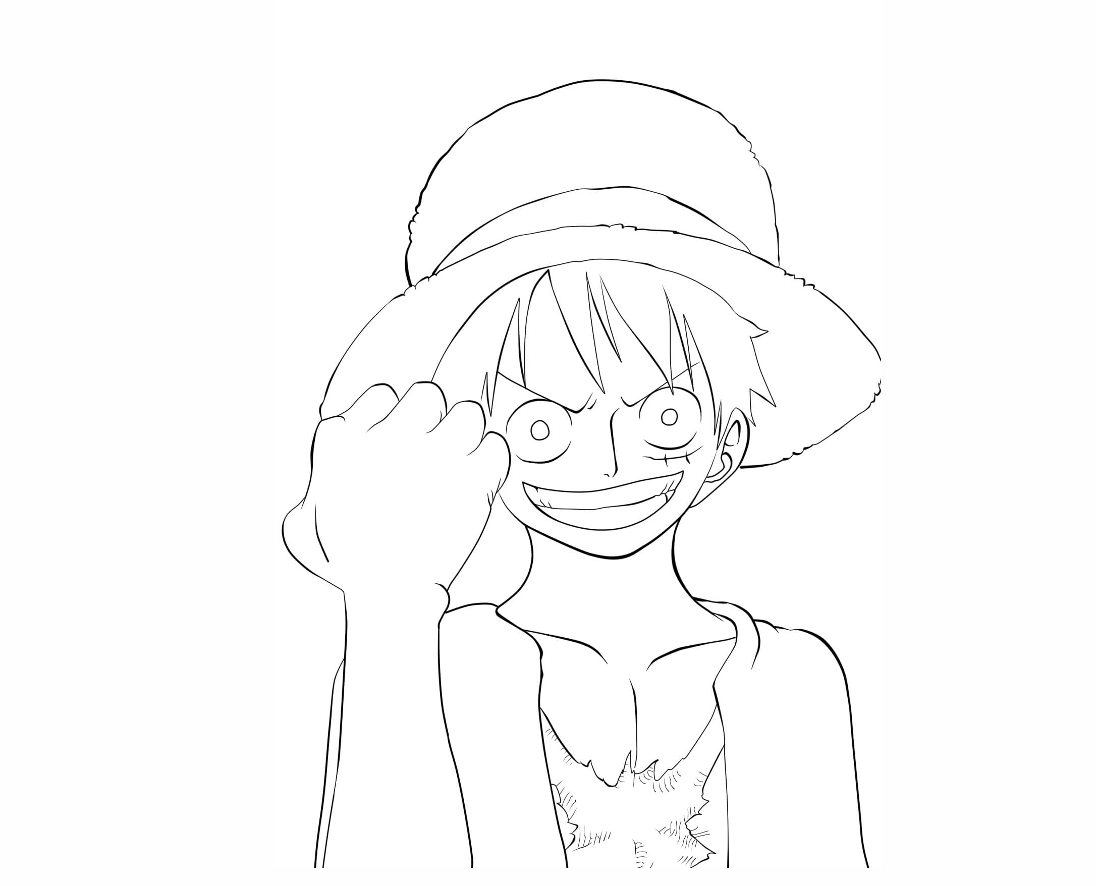 Luffy feliz livre para colorir