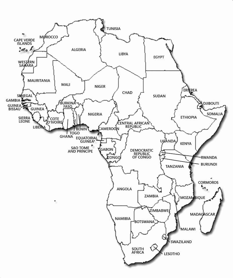 Mapa Da África para colorir
