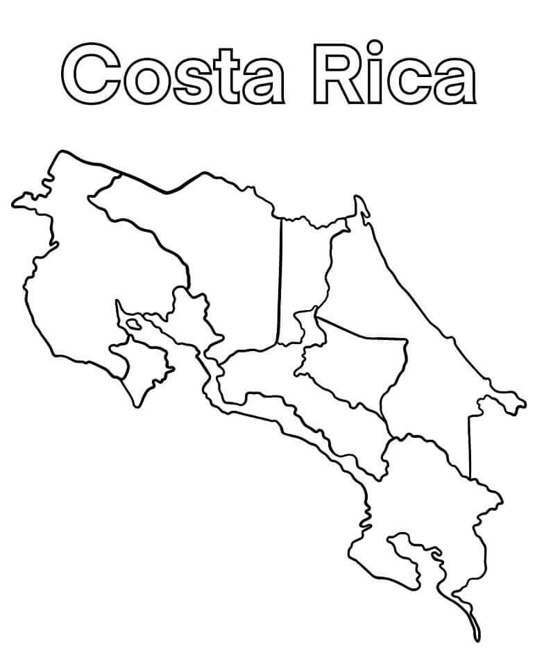 Mapa Da Costa Rica para colorir