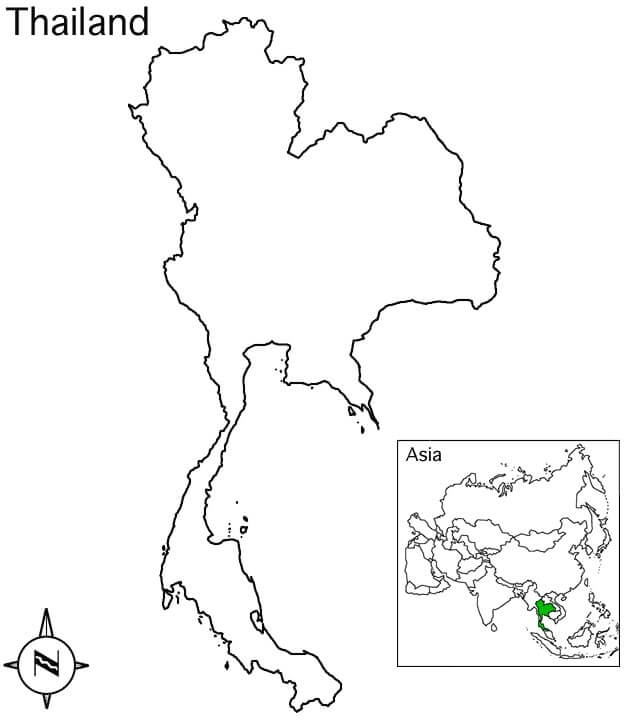 Mapa Da Tailândia para colorir