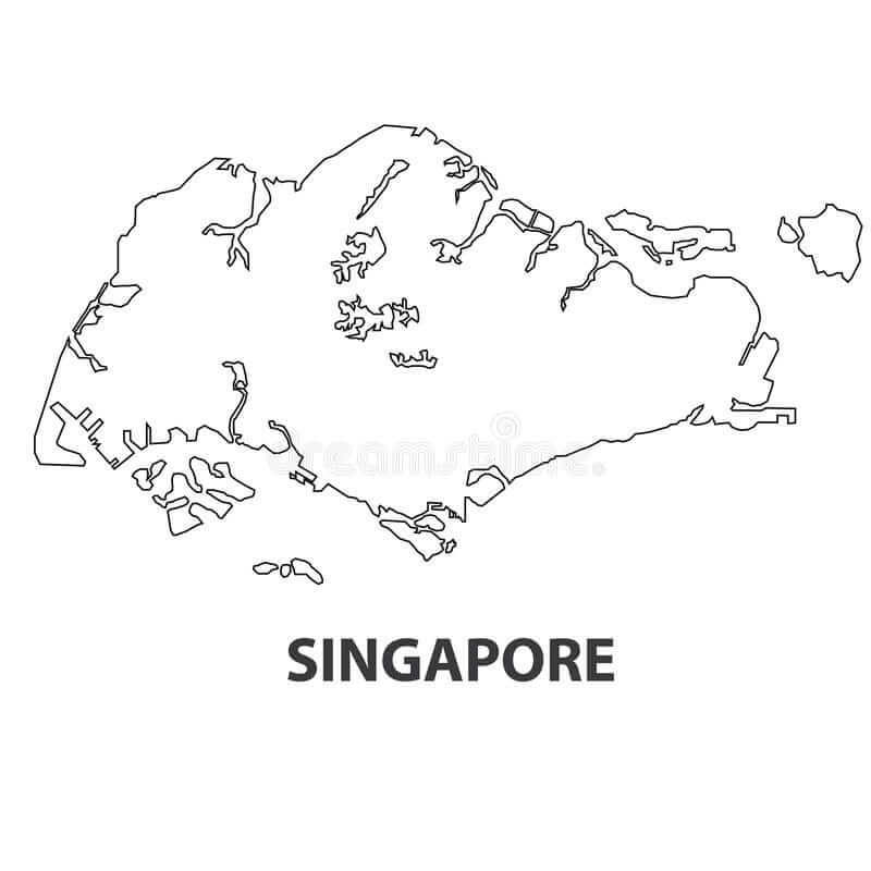 Mapa De Cingapura para colorir