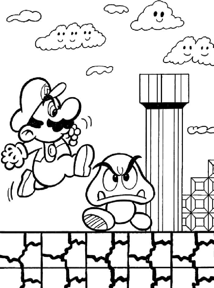 Mario Pular para colorir